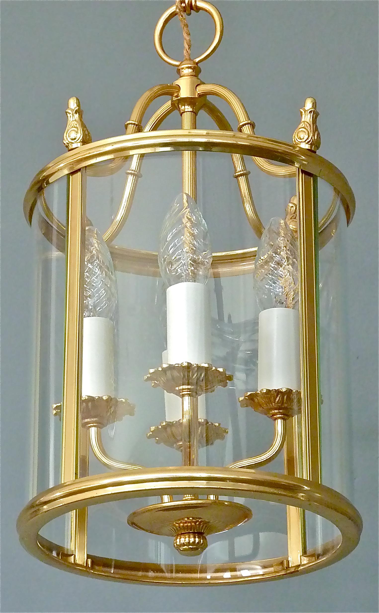 Signed Gilt Brass and Glass Lantern by Gaetano Sciolari Italian Empire Style 11