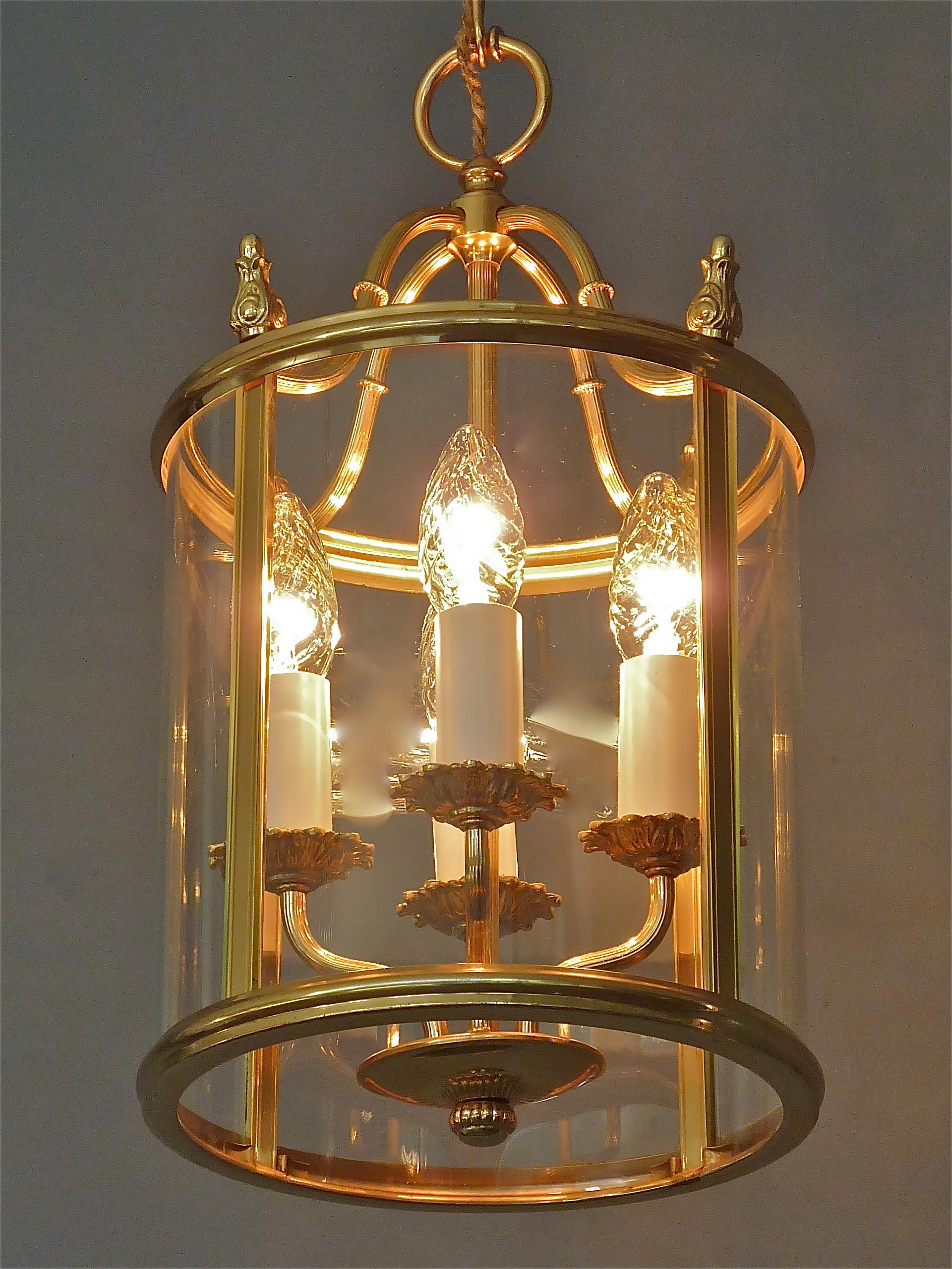 Signed Gilt Brass and Glass Lantern by Gaetano Sciolari Italian Empire Style 12