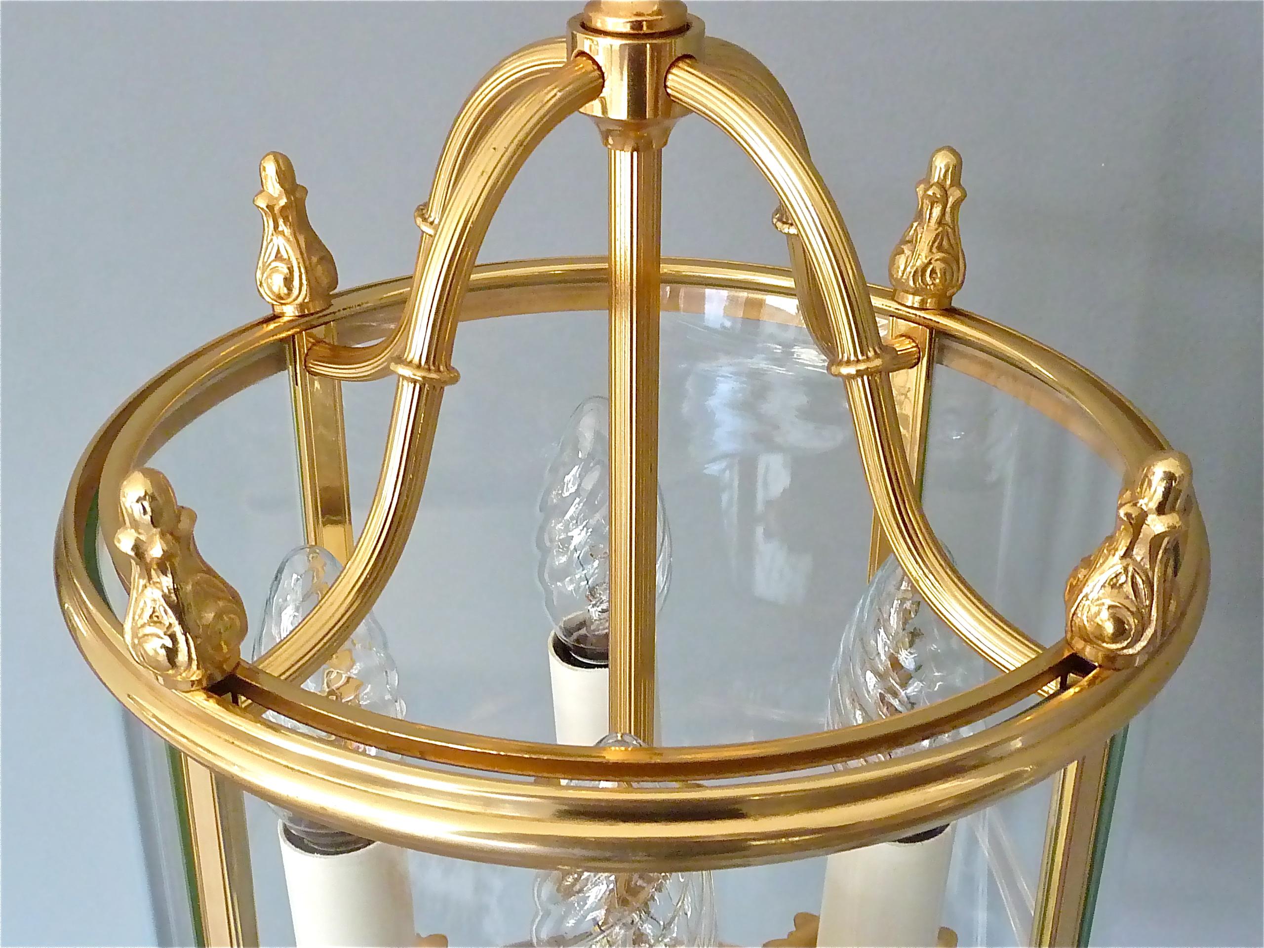 Signed Gilt Brass and Glass Lantern by Gaetano Sciolari Italian Empire Style 3