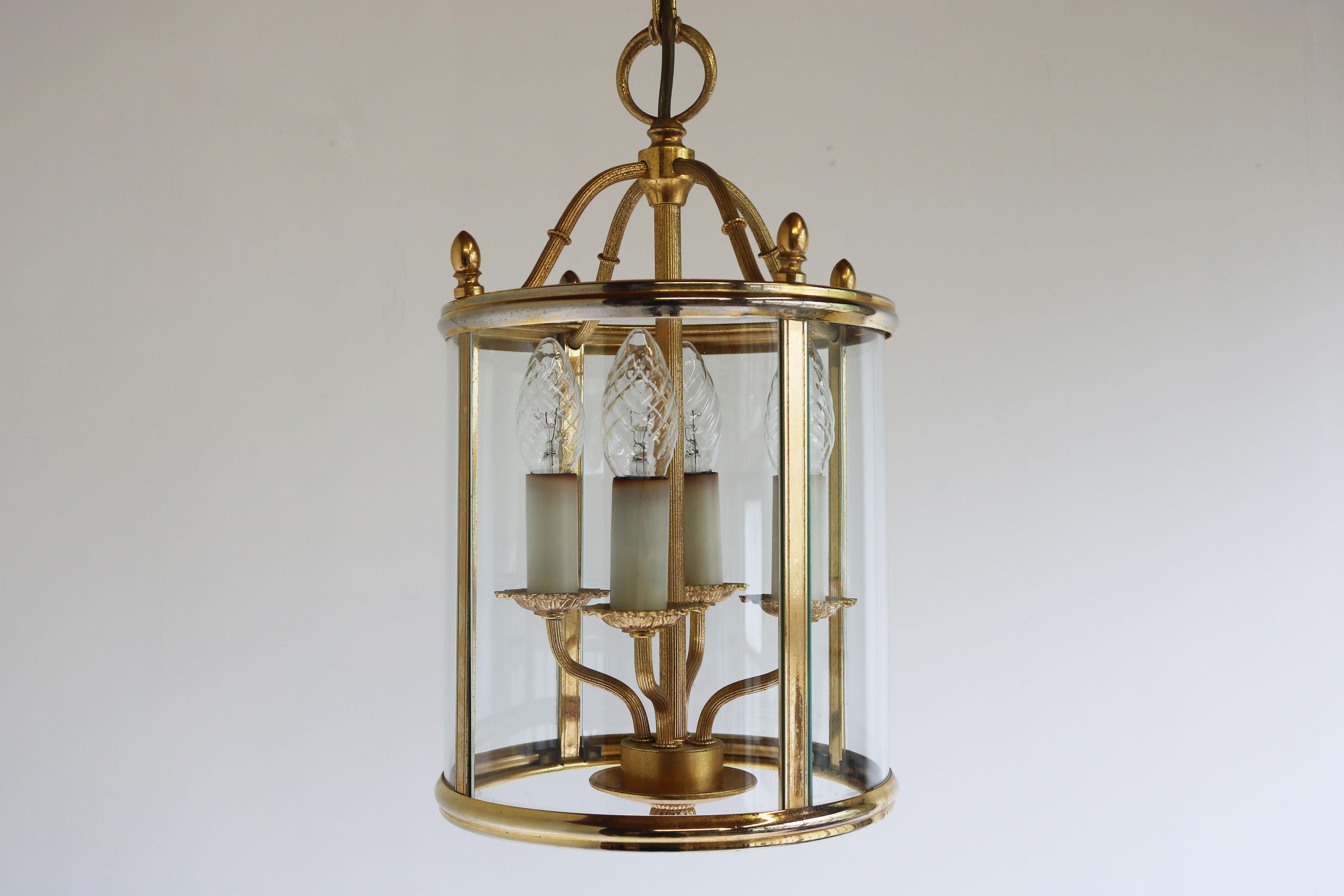 Signed Gilt Brass and Glass Lantern by Gaetano Sciolari Italian Empire Style 4
