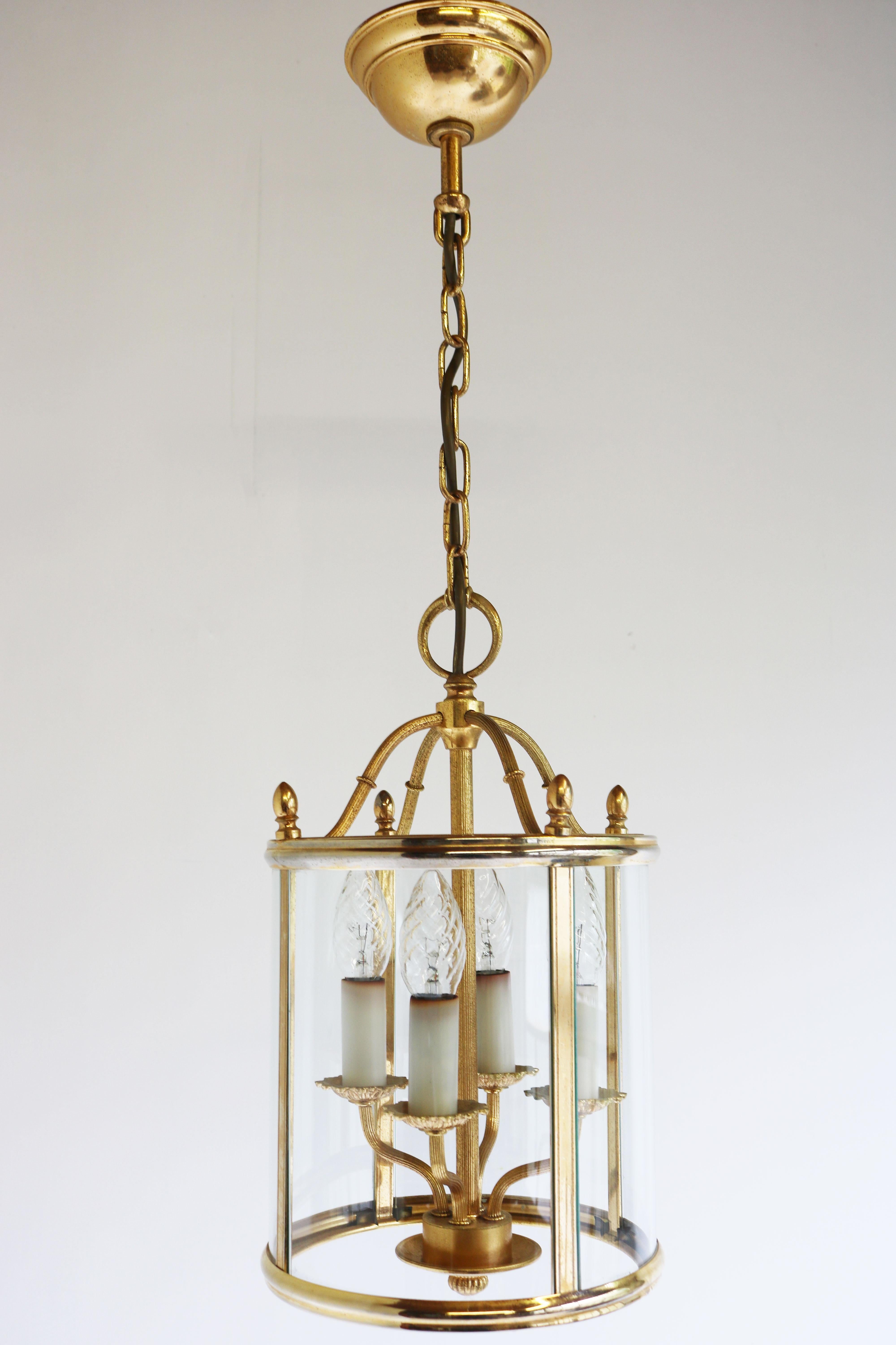 Signed Gilt Brass and Glass Lantern by Gaetano Sciolari Italian Empire Style 5