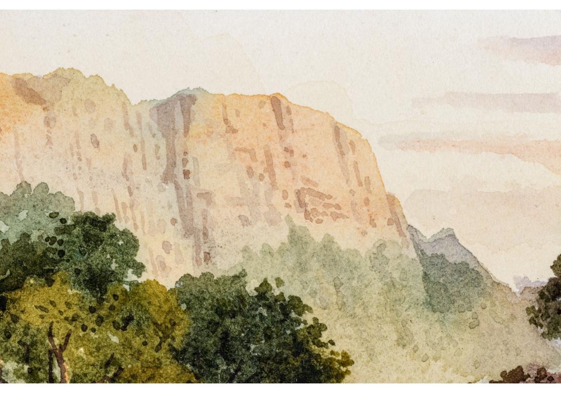 Signiert Vergoldet Gerahmtes Aquarell, Cliffs On The River im Angebot 2