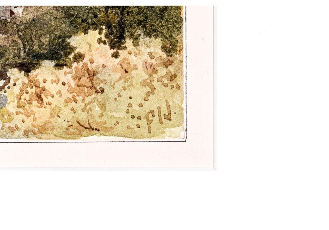 Signiert Vergoldet Gerahmtes Aquarell, Cliffs On The River im Angebot 7