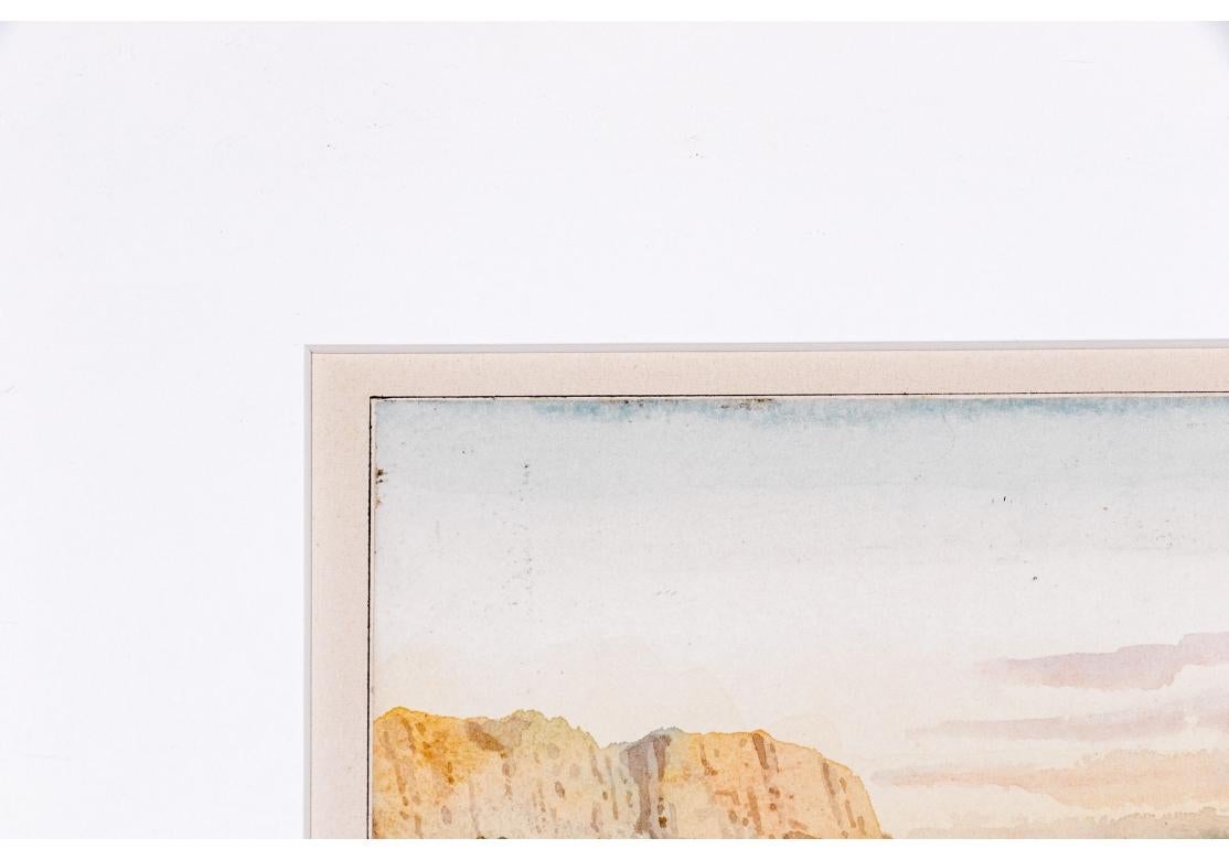 Signiert Vergoldet Gerahmtes Aquarell, Cliffs On The River im Angebot 8