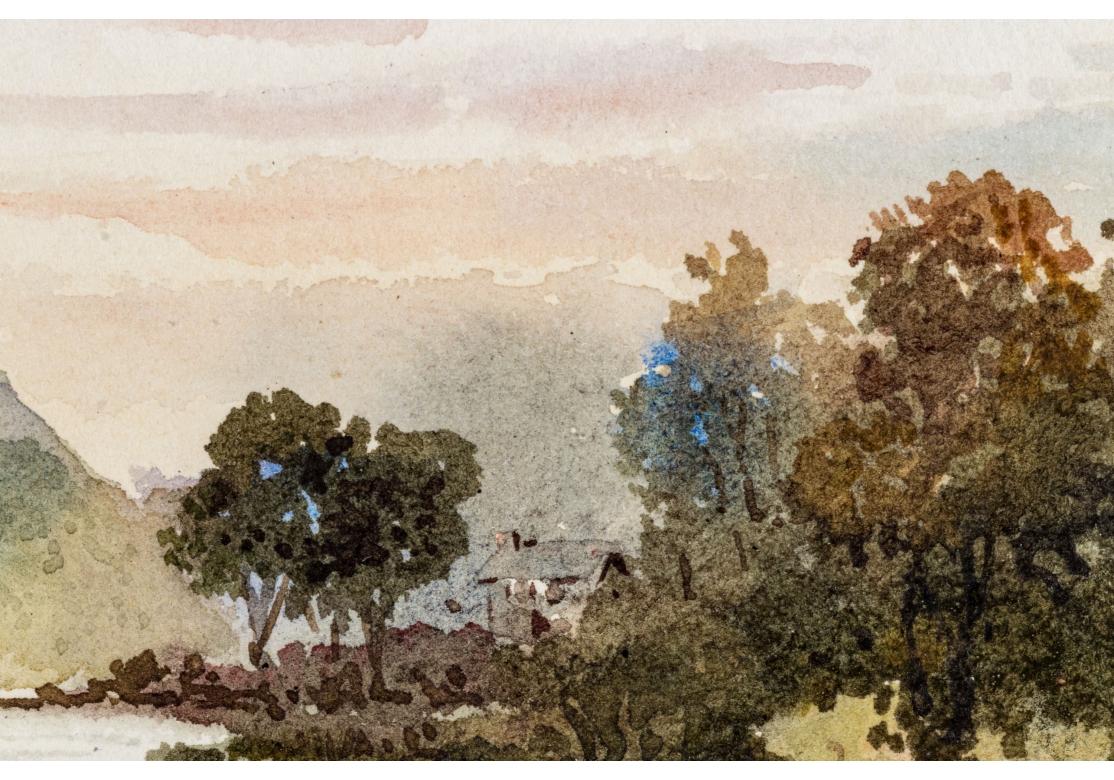 Signiert Vergoldet Gerahmtes Aquarell, Cliffs On The River (Unbekannt) im Angebot
