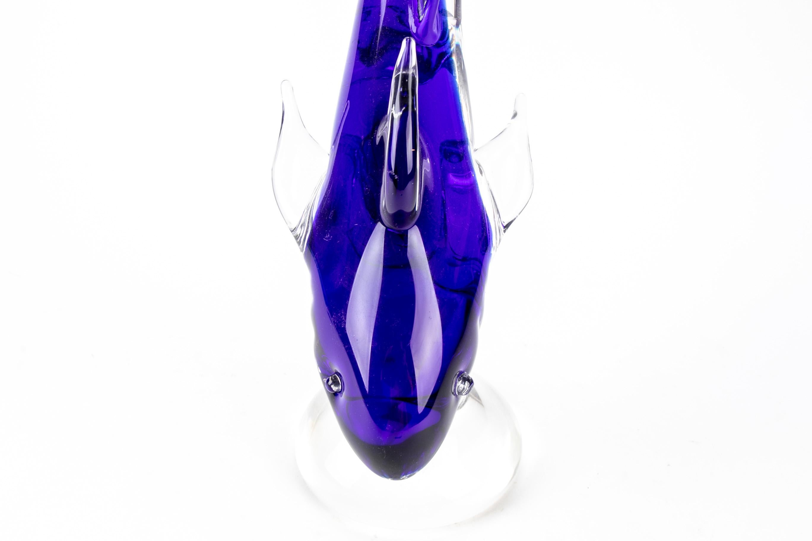 Murano Glass Signed Gino Cenedese Vintage Murano Art Glass Shark Figure For Sale