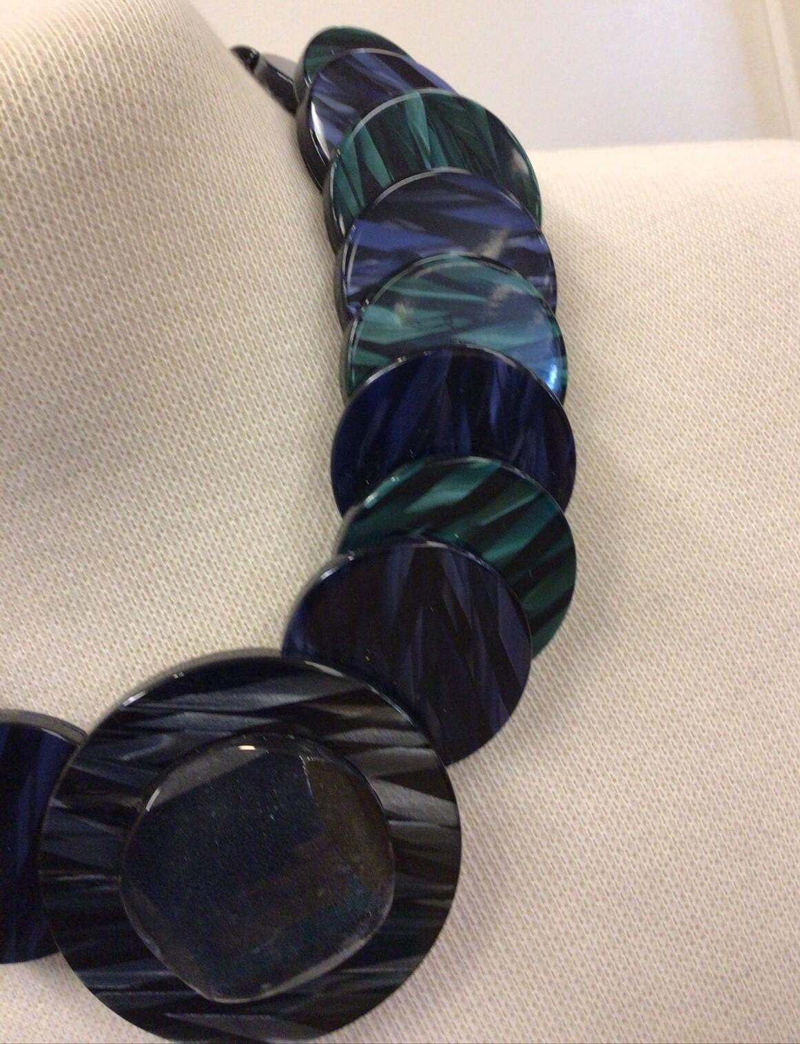 Designer-Halskette von Giorgio Armani, grau-blau-grüne Kugel, signiert, Italien  Damen im Angebot