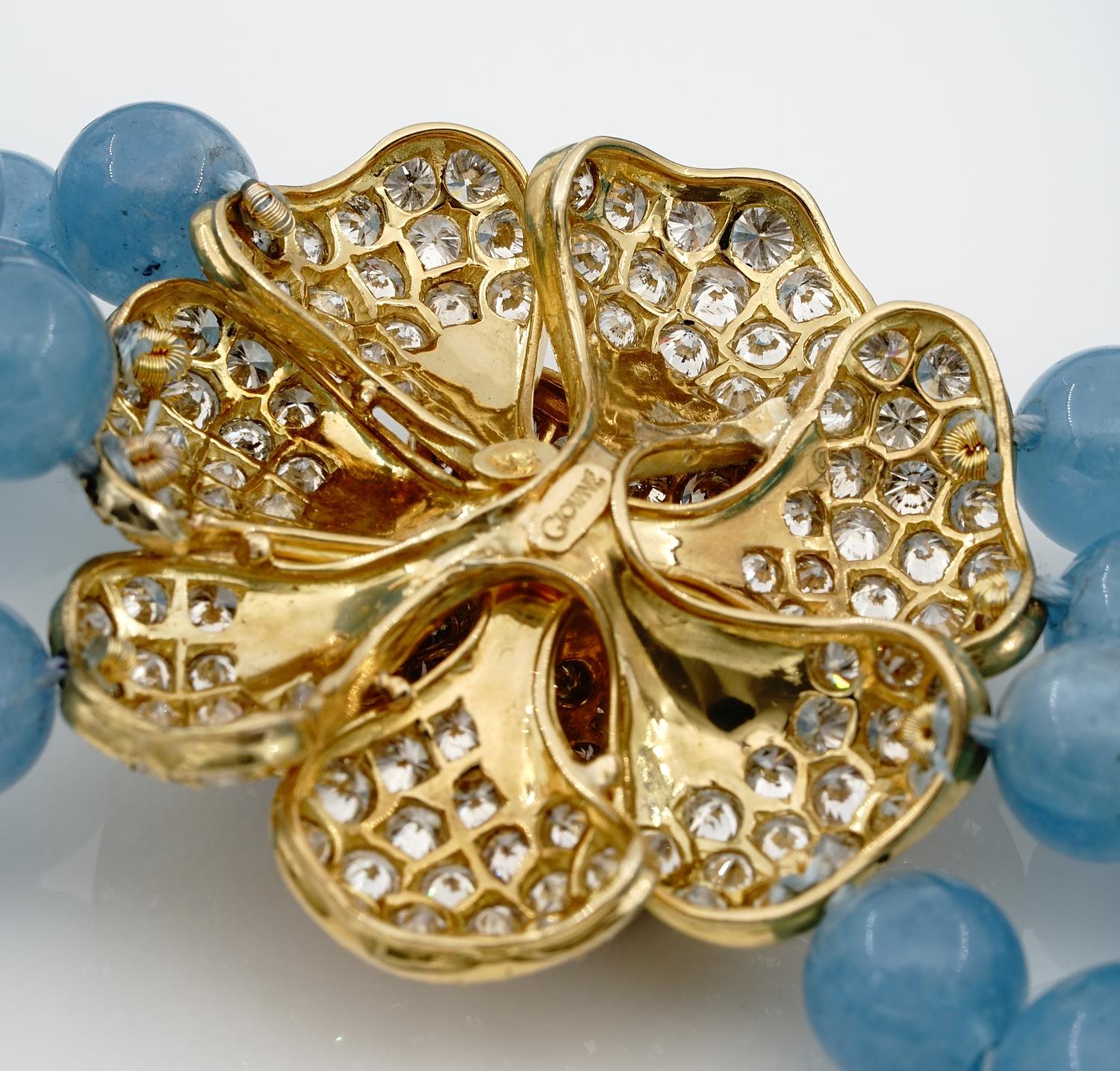 Collier haut de gamme signé Giovane en aigue-marine et diamants 8,20 carats Pour femmes en vente