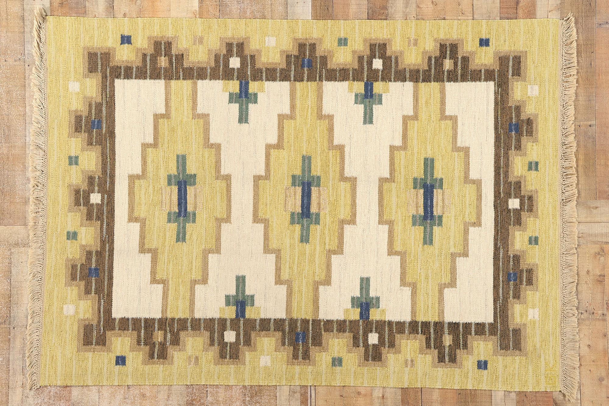 Greta Kruse Vintage Schwedisch Skandinavisch Röllakan Teppich im Angebot 3