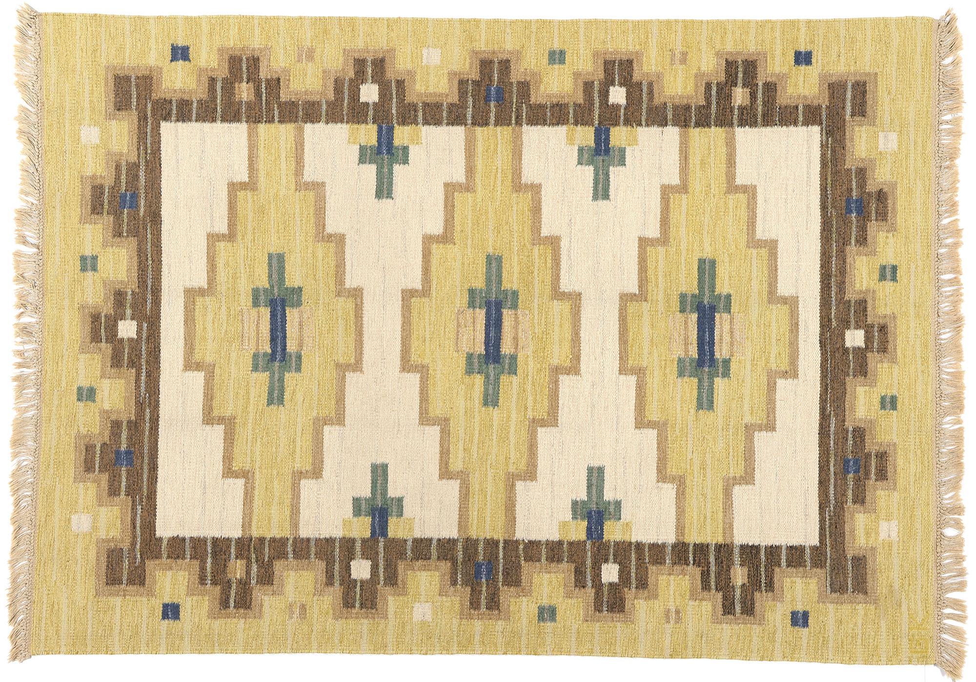 Greta Kruse Vintage Schwedisch Skandinavisch Röllakan Teppich im Angebot 4
