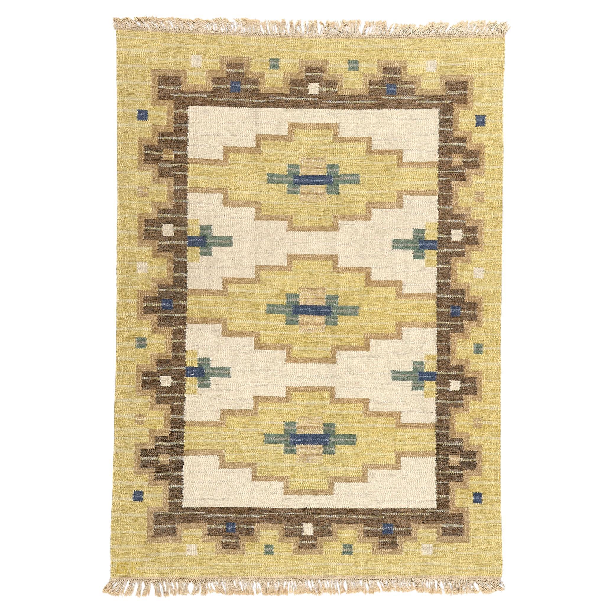 Greta Kruse Vintage Swedish Scandinavian Röllakan Rug