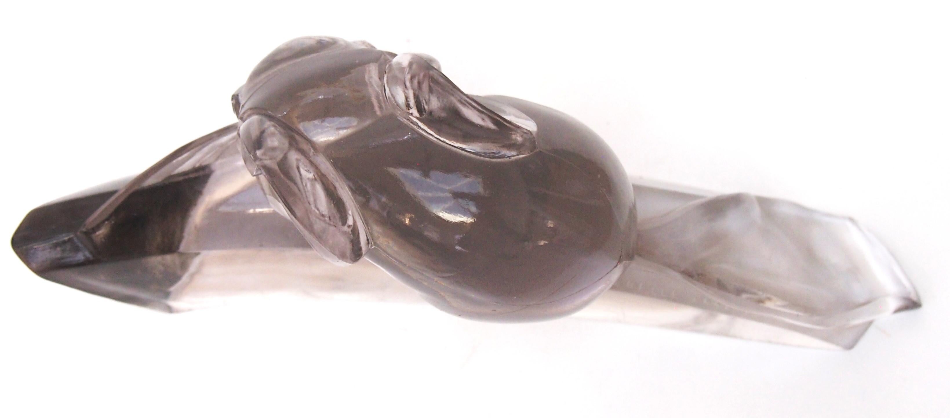 Early 20th Century Signed Glass Statuette of a Long Tailed Chinchilla by Andre Hunebelle c1920 For Sale