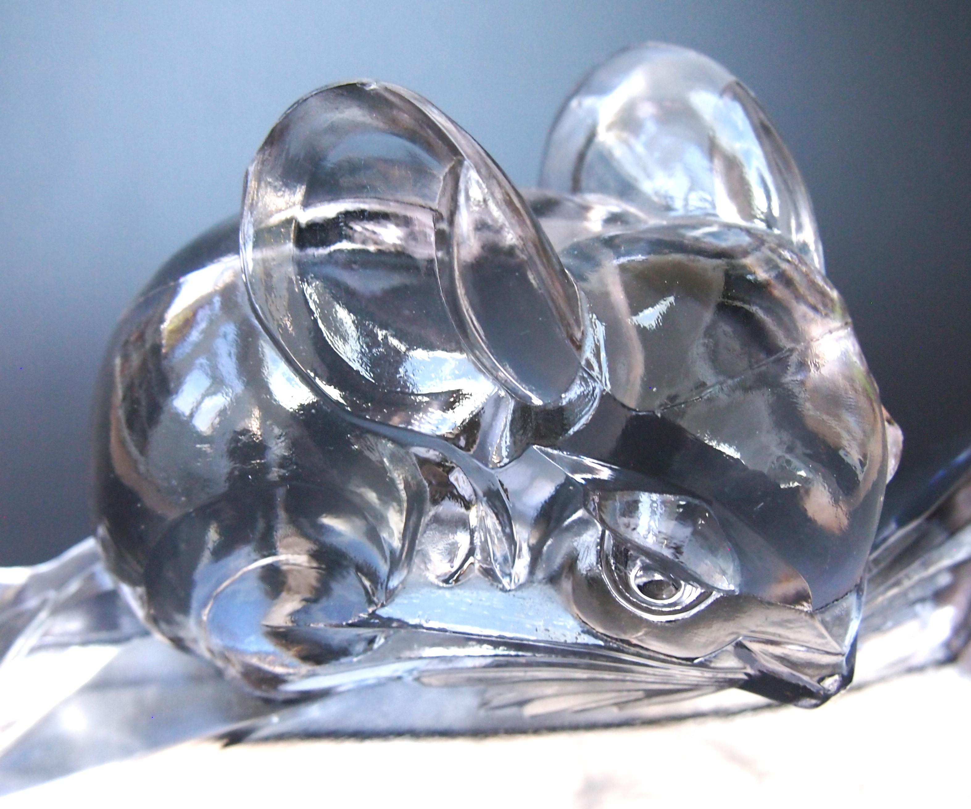 Signed Glass Statuette of a Long Tailed Chinchilla by Andre Hunebelle c1920 For Sale 2