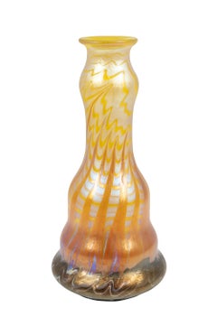 Signed Glass Vase Loetz circa 1900 Art Nouveau Jugendstil Bohemia Yellow Orange