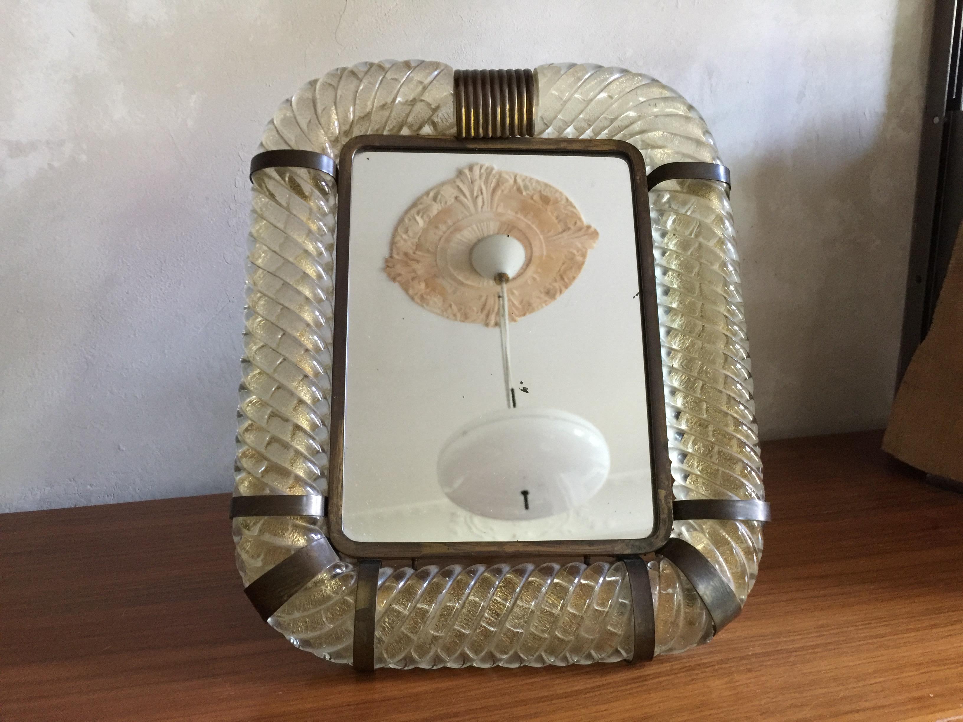Signierter Murano-Tischspiegel mit Goldstaubstaub von Seguso 2
