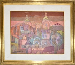 Signed Golden Framed South American Art Well-Known Uruguay Artist Painting 2006