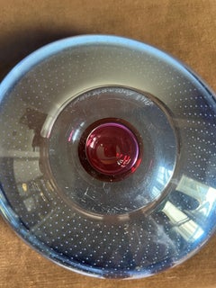 Signed Göran Wärff Kosta Boda Cobalt Blue & Ruby Art Glass Centerpiece Bowl