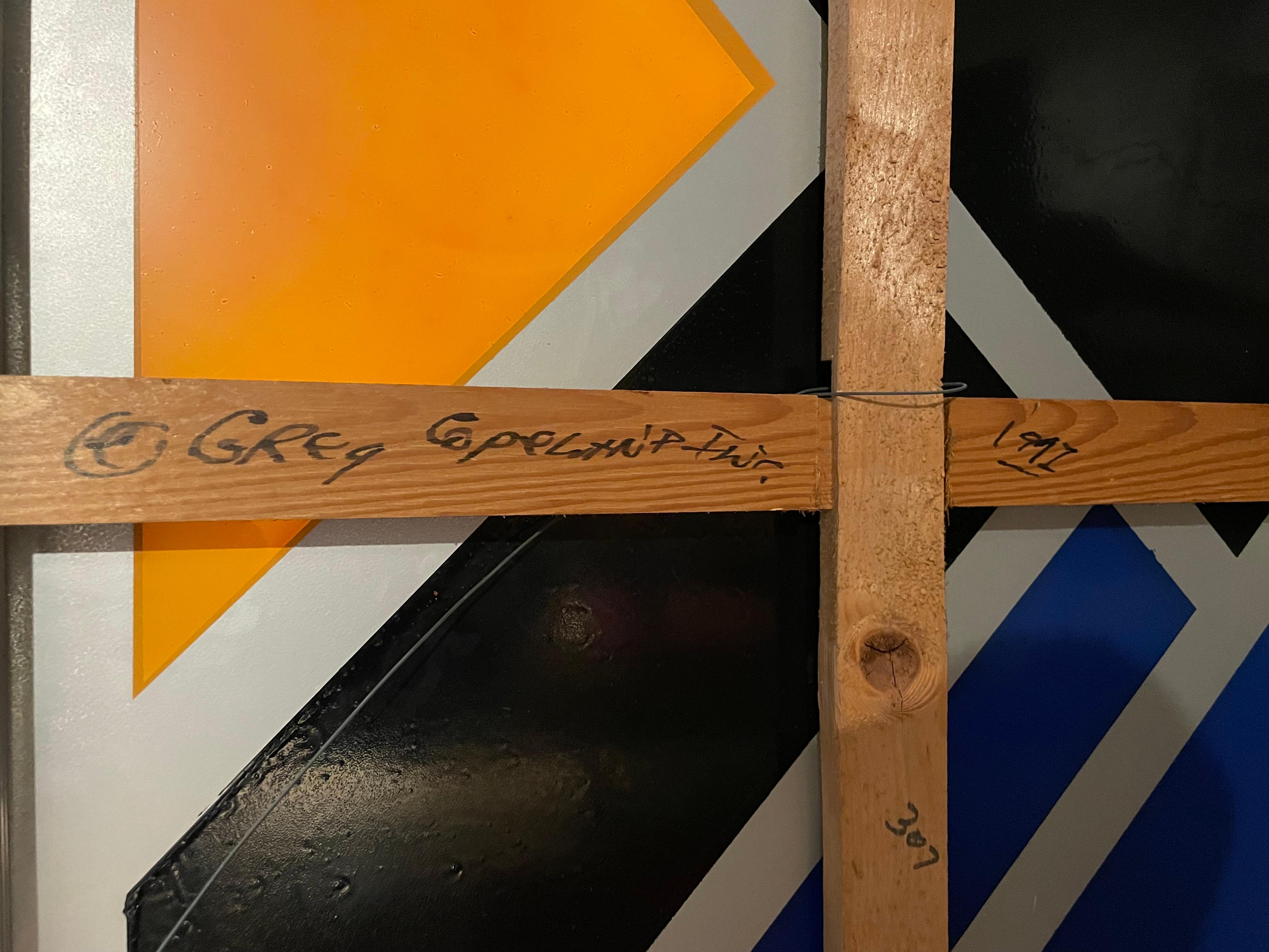 Incredible signed Greg Copeland Geometric Framed Art. Signed front and back.