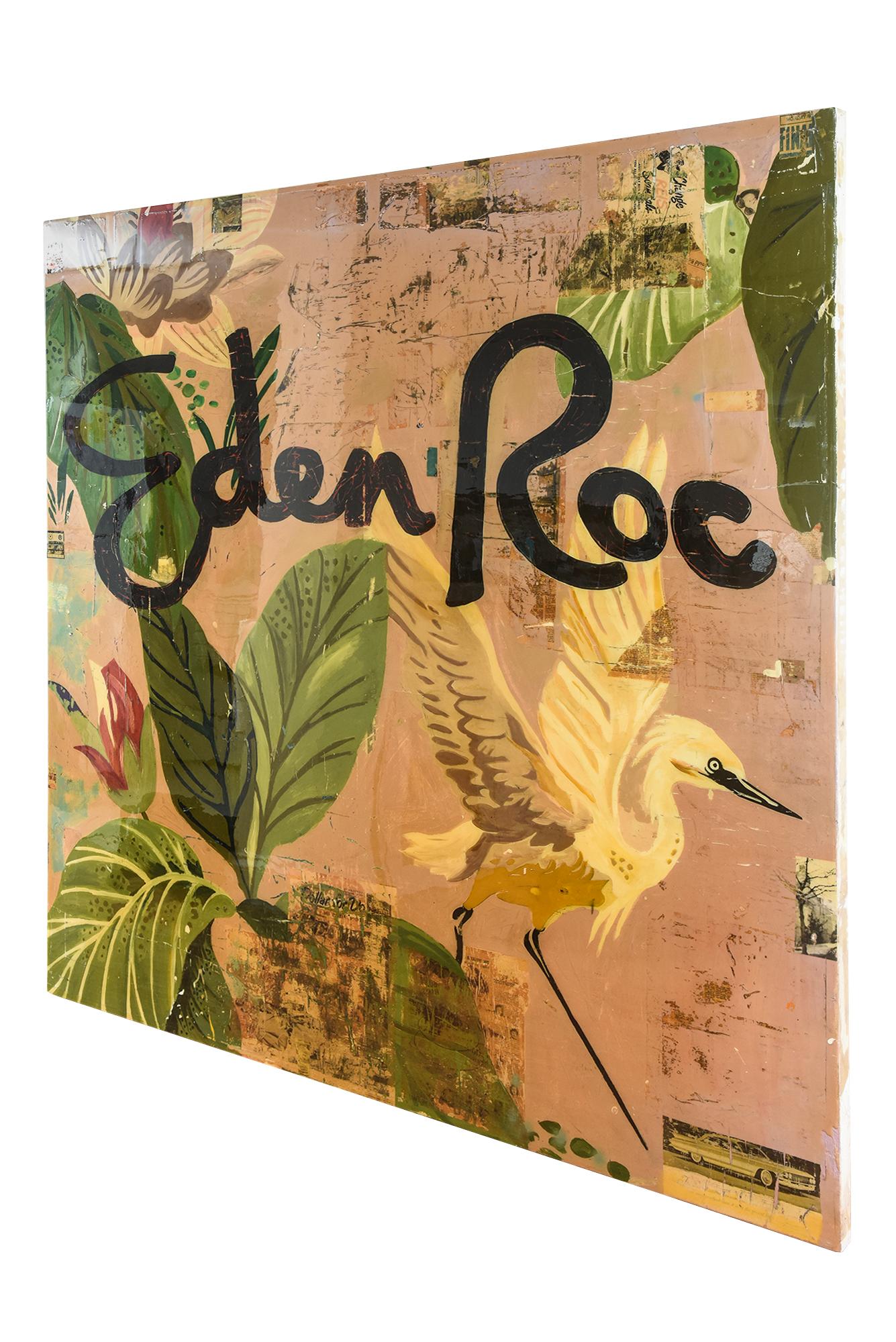 Modern Signed Greg Miller MIxed Media Painting Titled Eden Roc For Sale