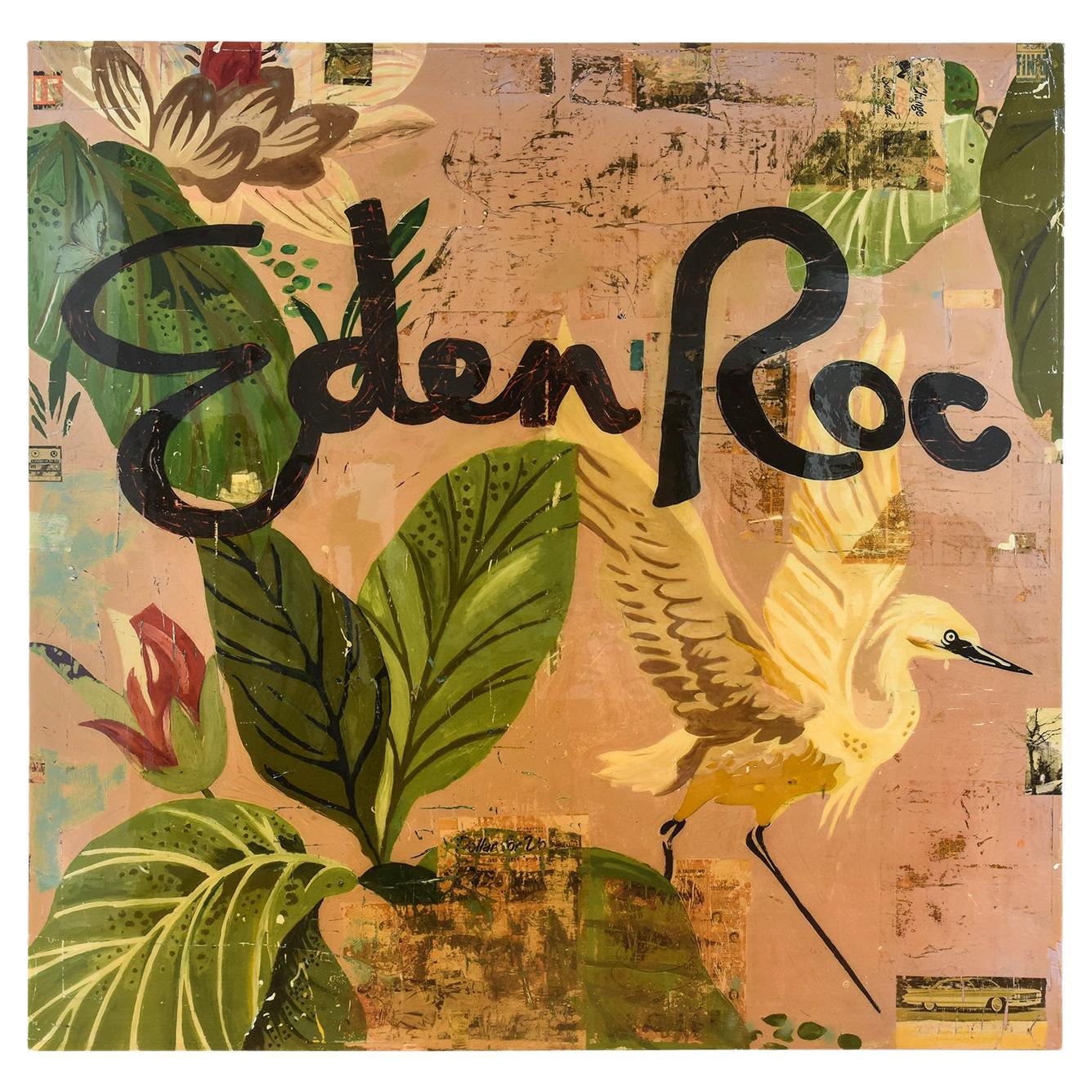 Signed Greg Miller Mixed Media Painting Titled Eden Roc For Sale