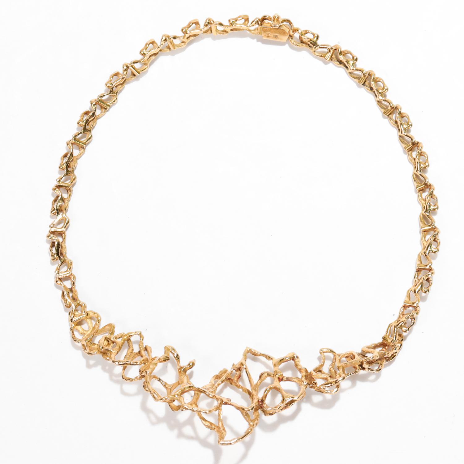 Modernista Collana girocollo brutalista in oro 18 carati firmata Gueblin A Link in vendita