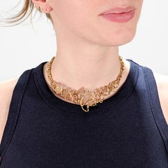 Signed Gubelin 18K Gold Brutalist Chain Link Choker Necklace