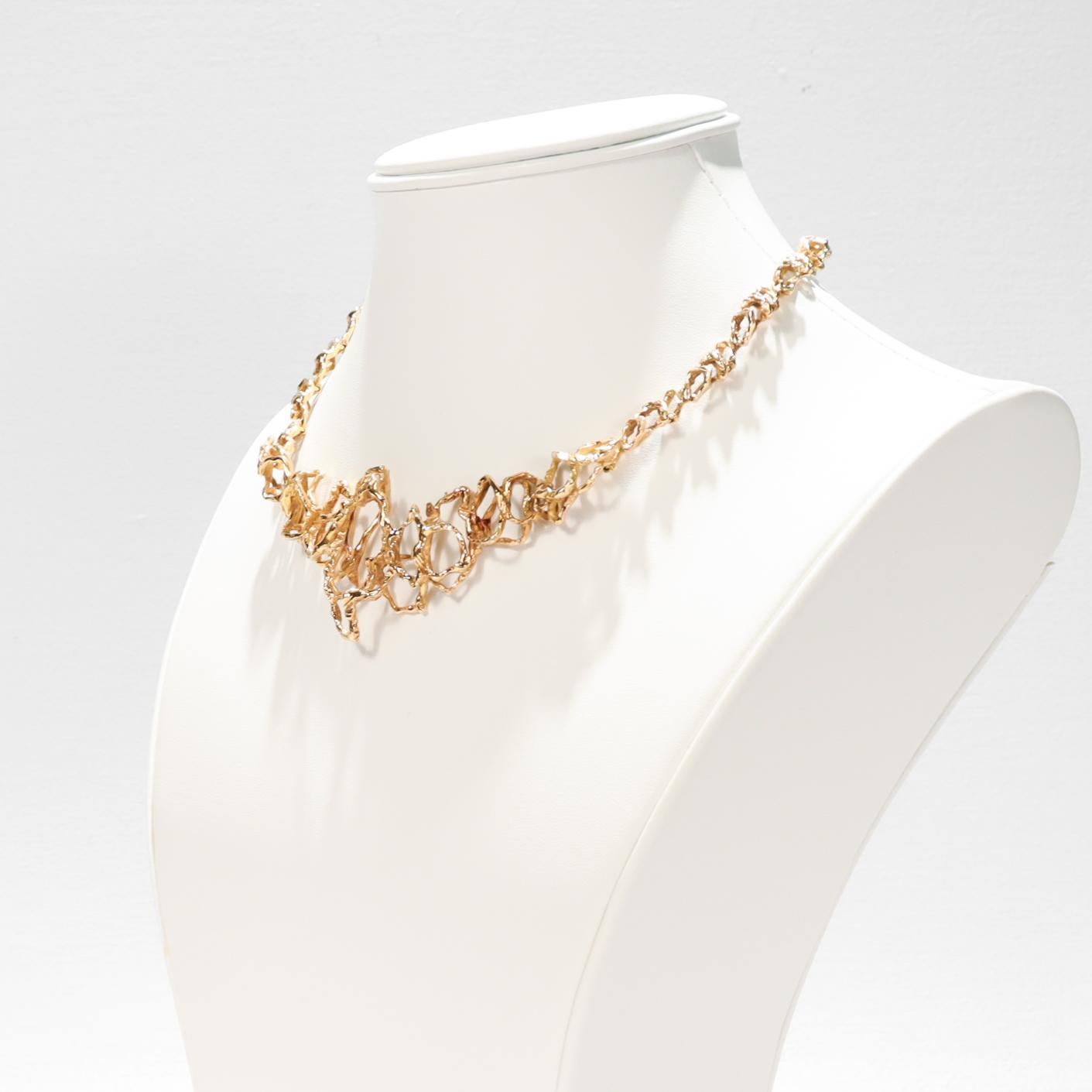 Collana girocollo brutalista in oro 18 carati firmata Gueblin A Link in vendita 1