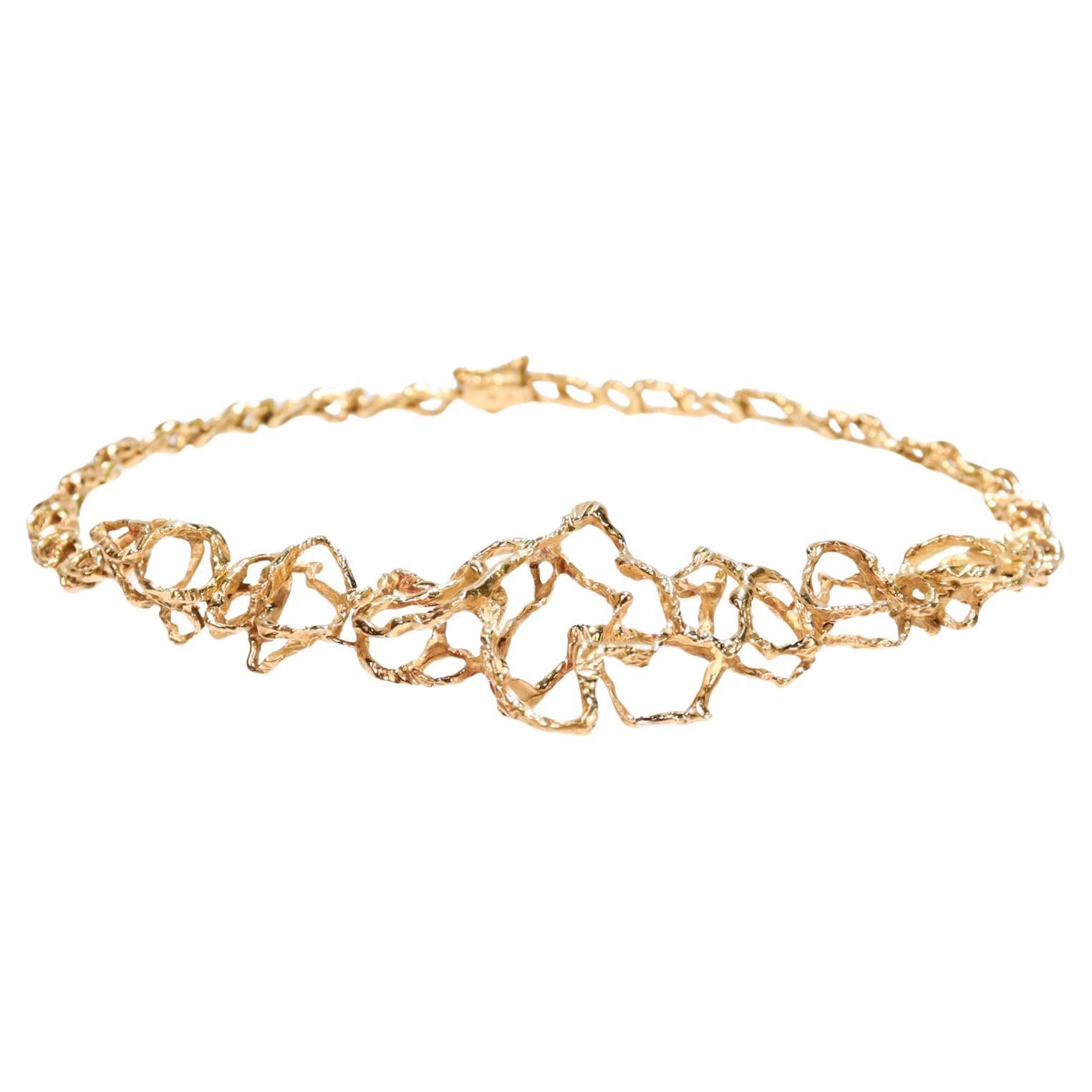 Collana girocollo brutalista in oro 18 carati firmata Gueblin A Link in vendita 2