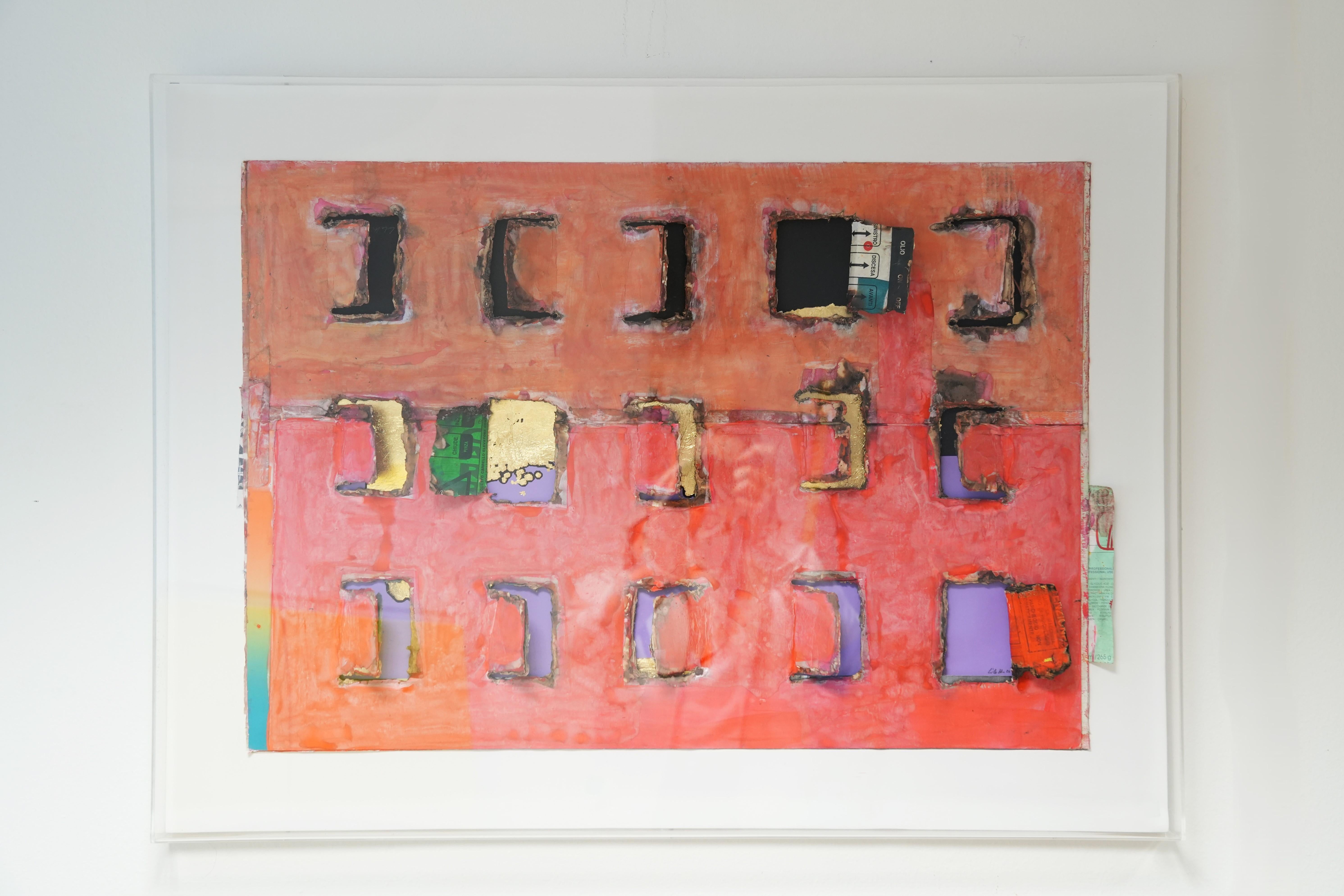 Signierte Guido Coletti 'Closed Windows' Plexiglas-gerahmte Mixed-Media Arbeit, 1980er Jahre

Verwandeln Sie Ihren Raum mit einem gewagten Mixed-Media-Meisterwerk des friaulischen Künstlers Guido Coletti. Diese kühne Komposition, die in den 1980er