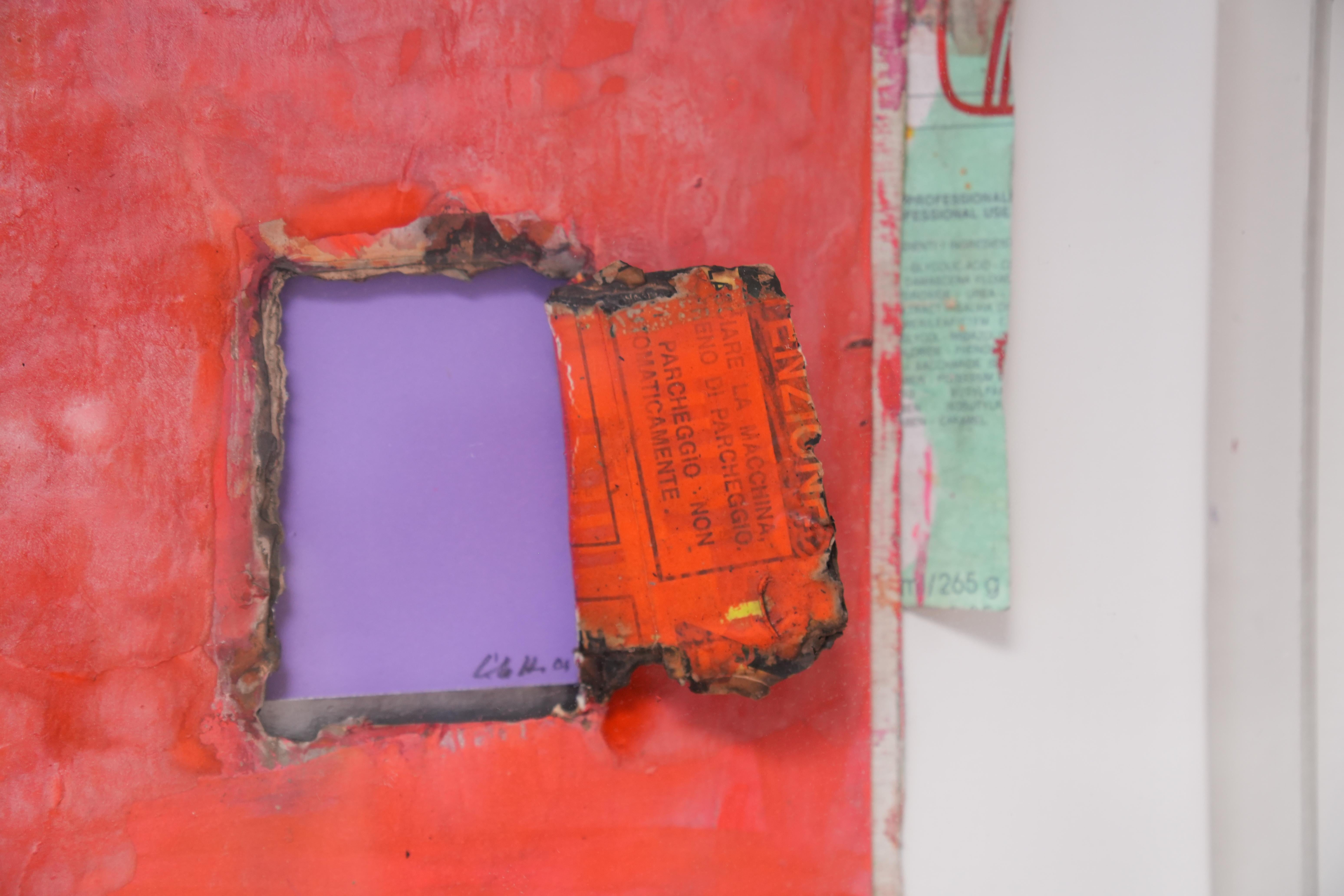 Signierte Guido Coletti 'Closed Windows' Plexiglas-gerahmte Mixed-Media Arbeit, 1980er Jahre (Arts and Crafts) im Angebot