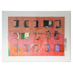 Obra de técnica mixta con marco de plexiglás "Ventanas cerradas", firmada por Guido Coletti, años 80