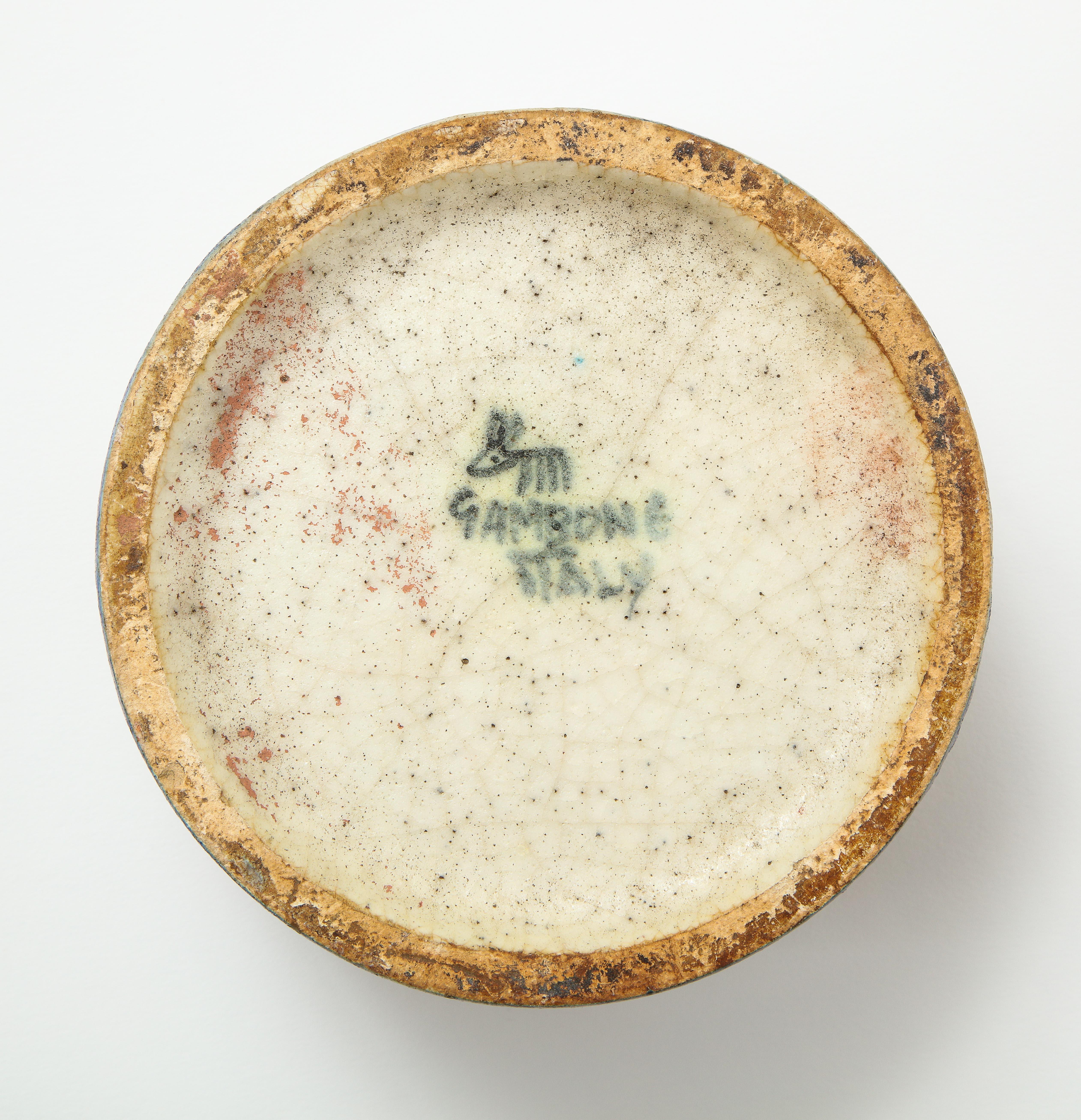 Signed Guido Gambone Ceramic Container, Italy, circa 1950 2