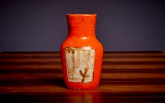 Signed Guido Gambone Ceramic Vase in Orange, Italy, 1950s