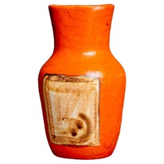Signed Guido Gambone Ceramic Vase in Orange, Italy, 1950s