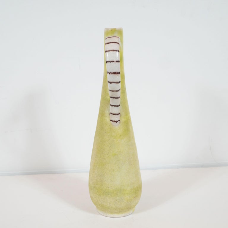 Signed Guido Gambone Mid-Century Modern Hand Crafted Ceramic Pitcher For Sale 1