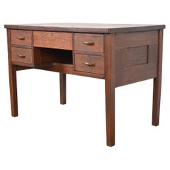Signed Gustav Stickley Antique Mission Oak Arts & Crafts Desk, Circa 1900