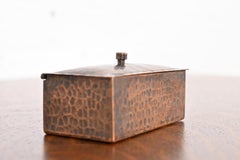 Signed Gustav Stickley Arts & Crafts Hammered Copper Box
