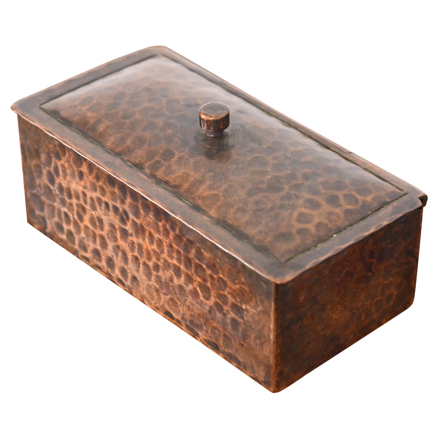 Signed Gustav Stickley Arts 
Crafts Hammered Copper Box