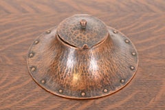 Signed Gustav Stickley Arts & Crafts Hammered Copper Inkwell