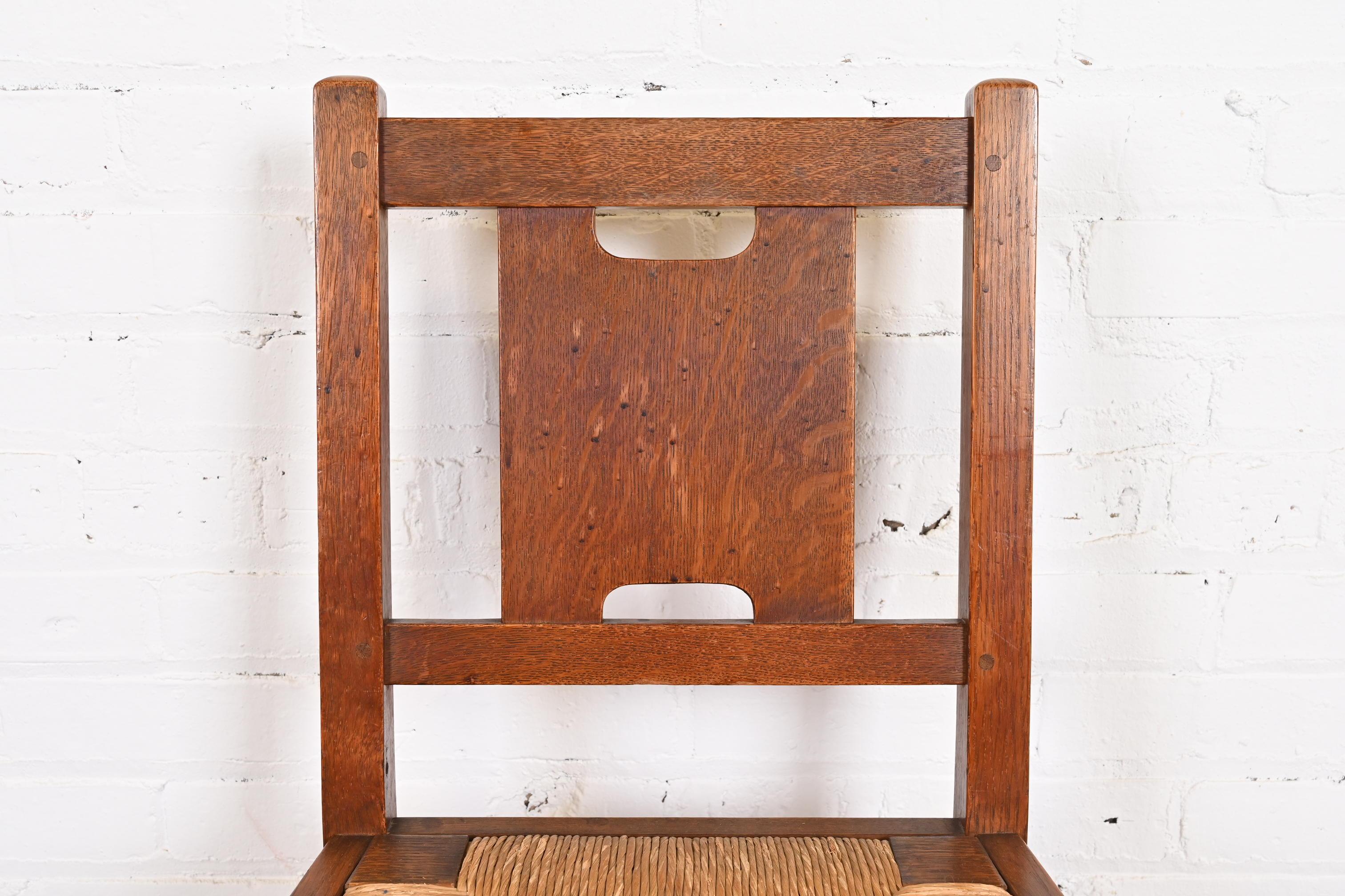 Signed Gustav Stickley Mission Oak Arts & Crafts Desk Chair or Side Chair 4