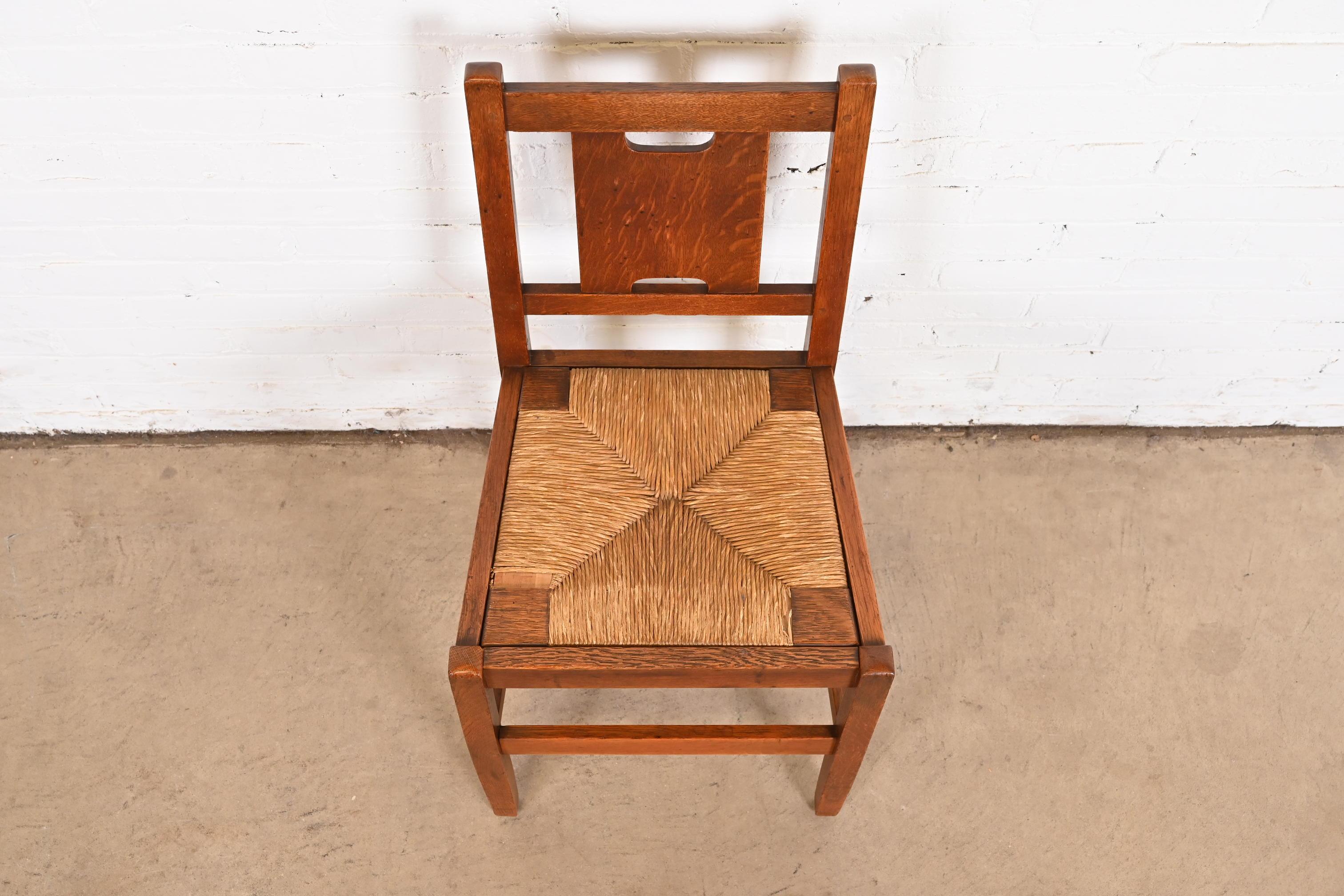 Signed Gustav Stickley Mission Oak Arts & Crafts Desk Chair or Side Chair 1