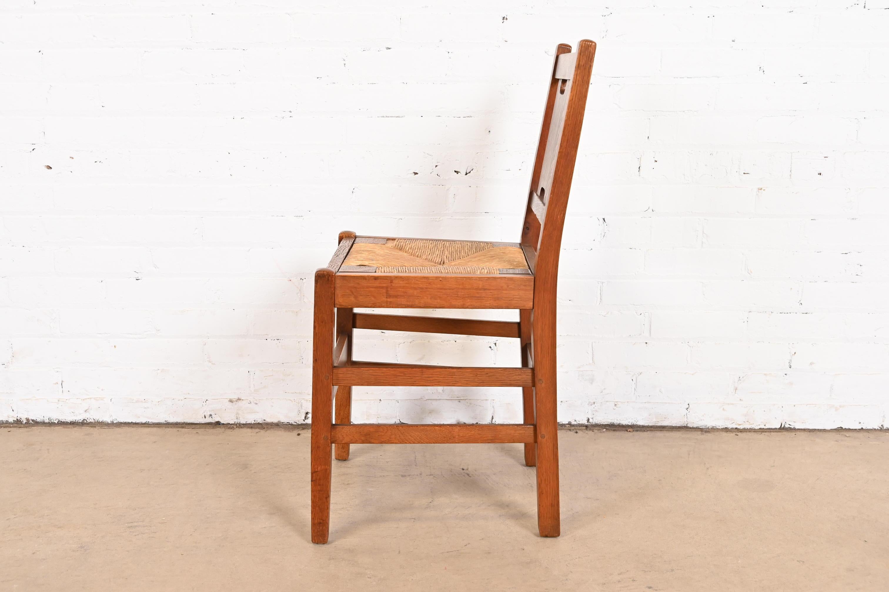 Signed Gustav Stickley Mission Oak Arts & Crafts Desk Chair or Side Chair 2