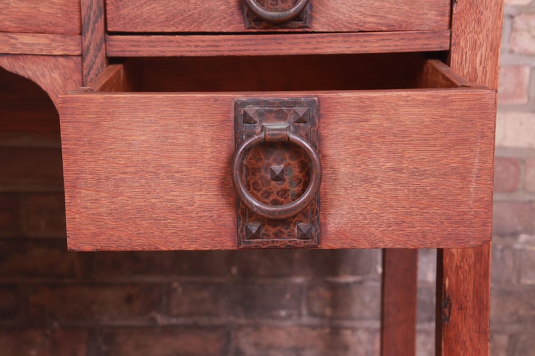 Signed Gustav Stickley Mission Oak Arts and Crafts Dressing Table