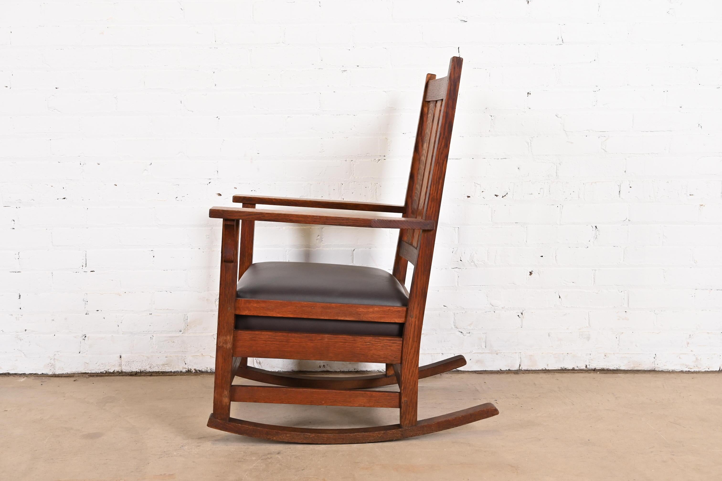 Signed Gustav Stickley Mission Oak Arts & Crafts Rocking Chair, Circa 1900 3