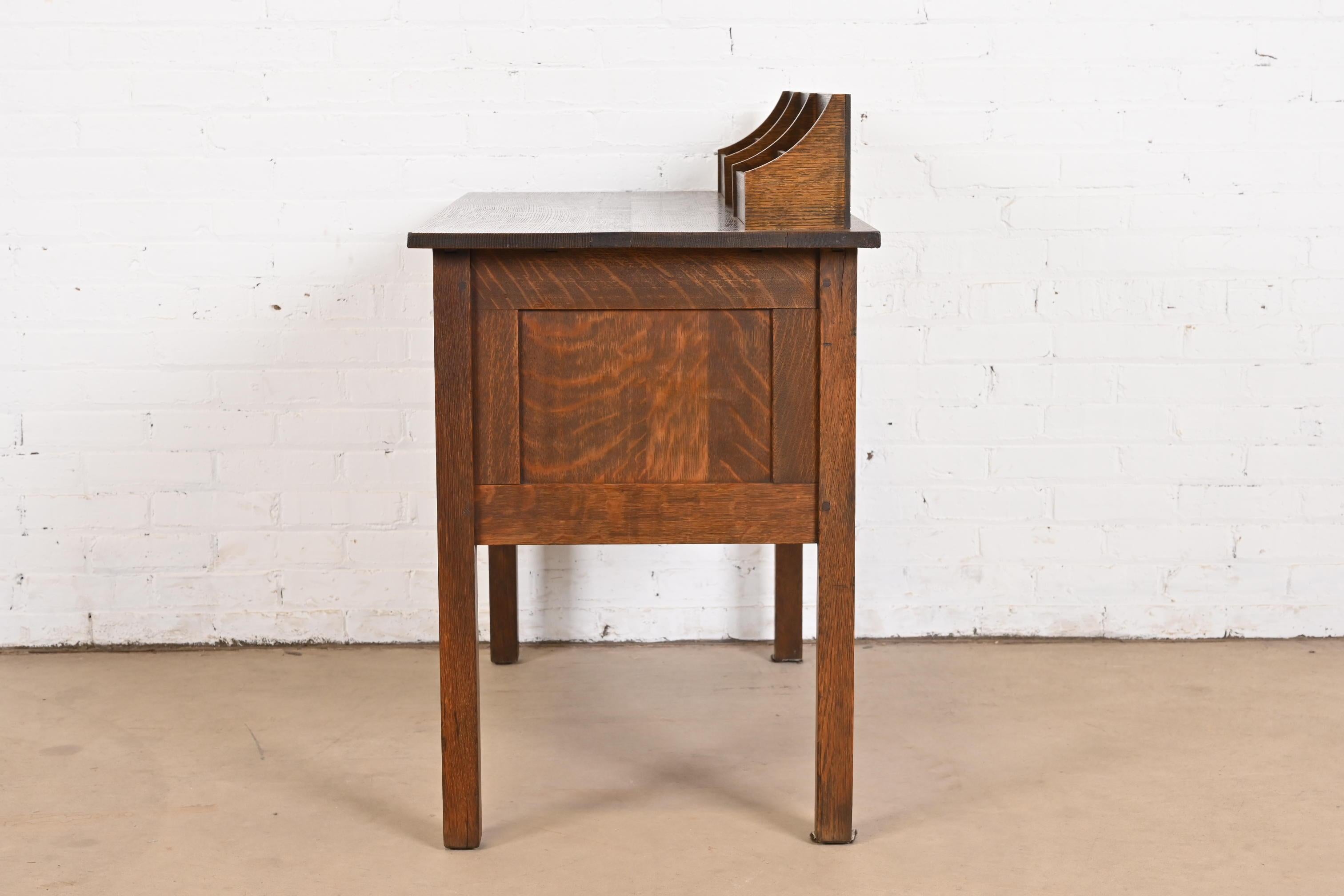 Signed Gustav Stickley Mission Oak Arts & Crafts Writing Desk, Circa 1900 8