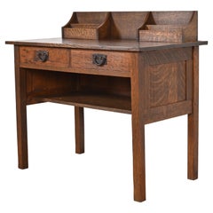 Signed Gustav Stickley Mission Oak Arts & Crafts Writing Desk, Circa 1900