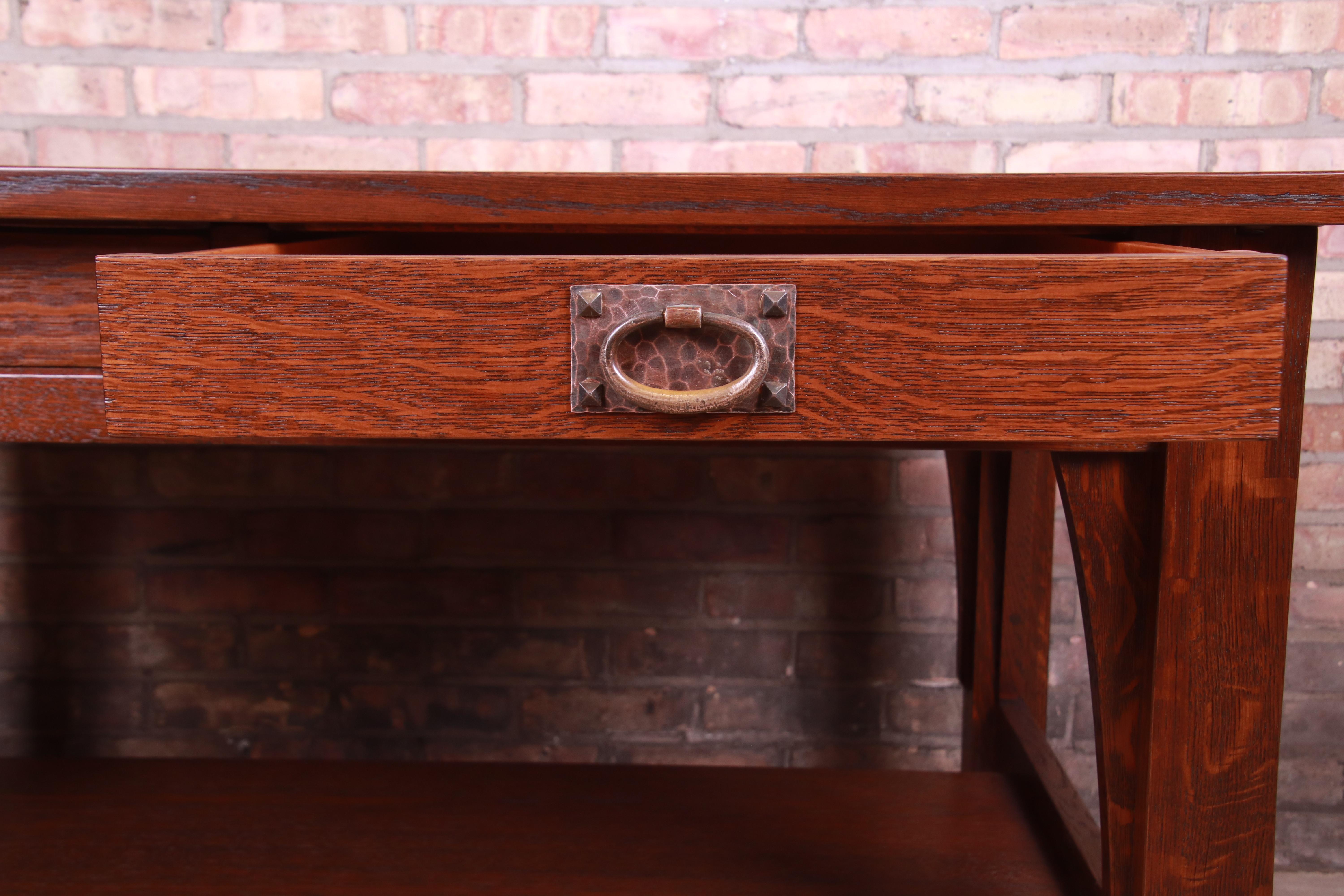 Signed Gustav Stickley Mission Oak Arts & Crafts Writing Desk or Library Table 4