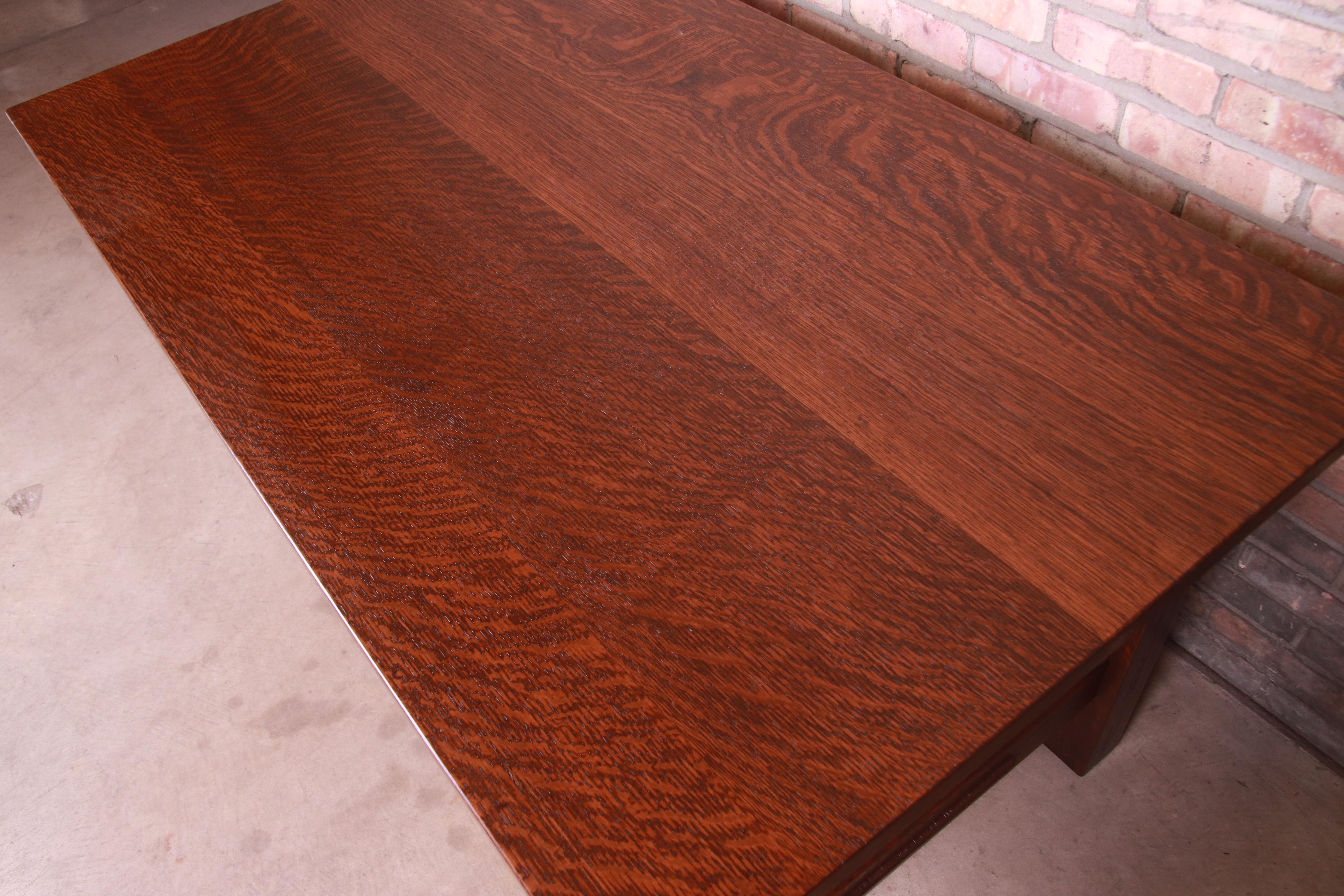 Signed Gustav Stickley Mission Oak Arts & Crafts Writing Desk or Library Table 9