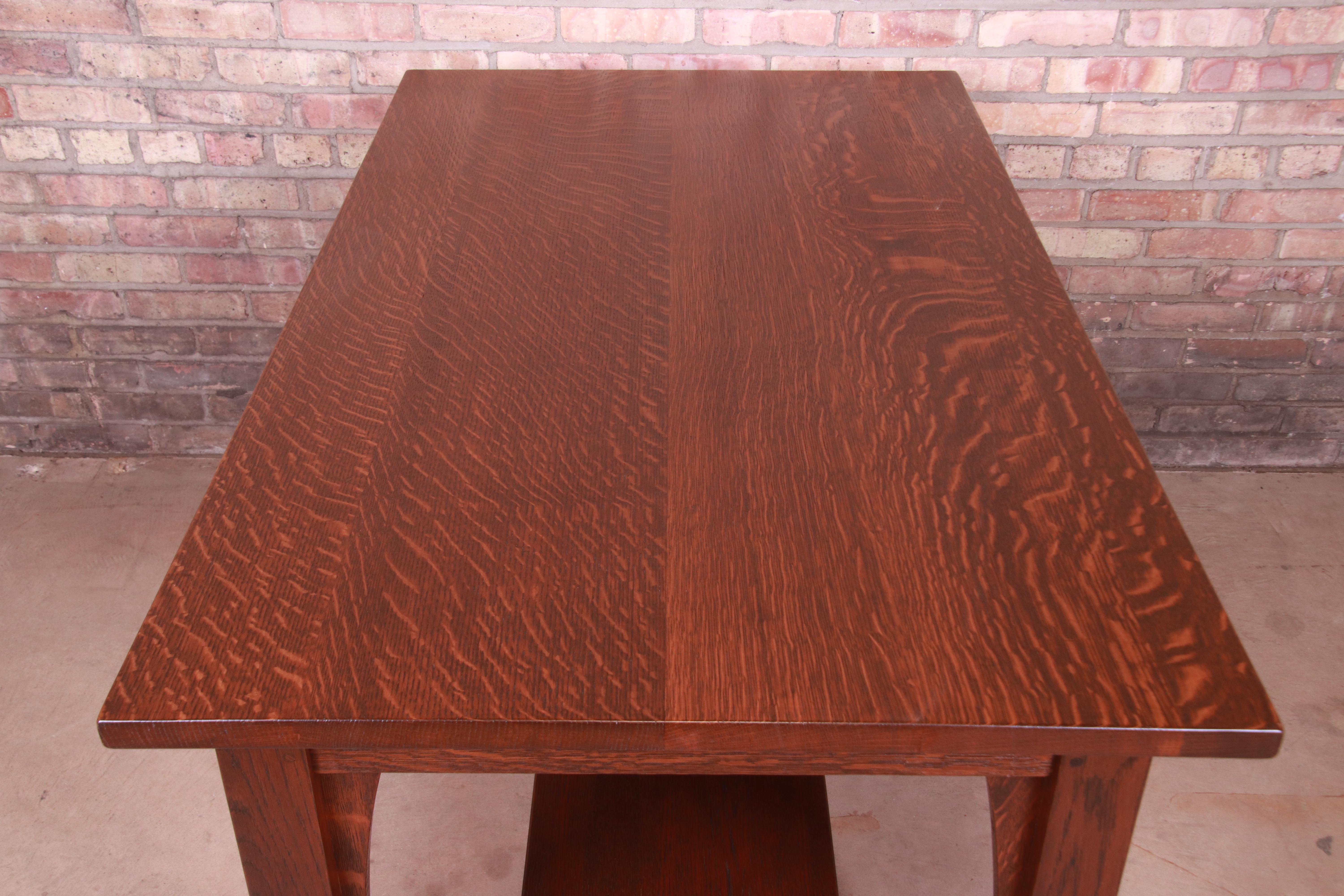 Signed Gustav Stickley Mission Oak Arts & Crafts Writing Desk or Library Table 11