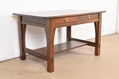 Signed Gustav Stickley Mission Oak Arts & Crafts Writing Desk or Library Table